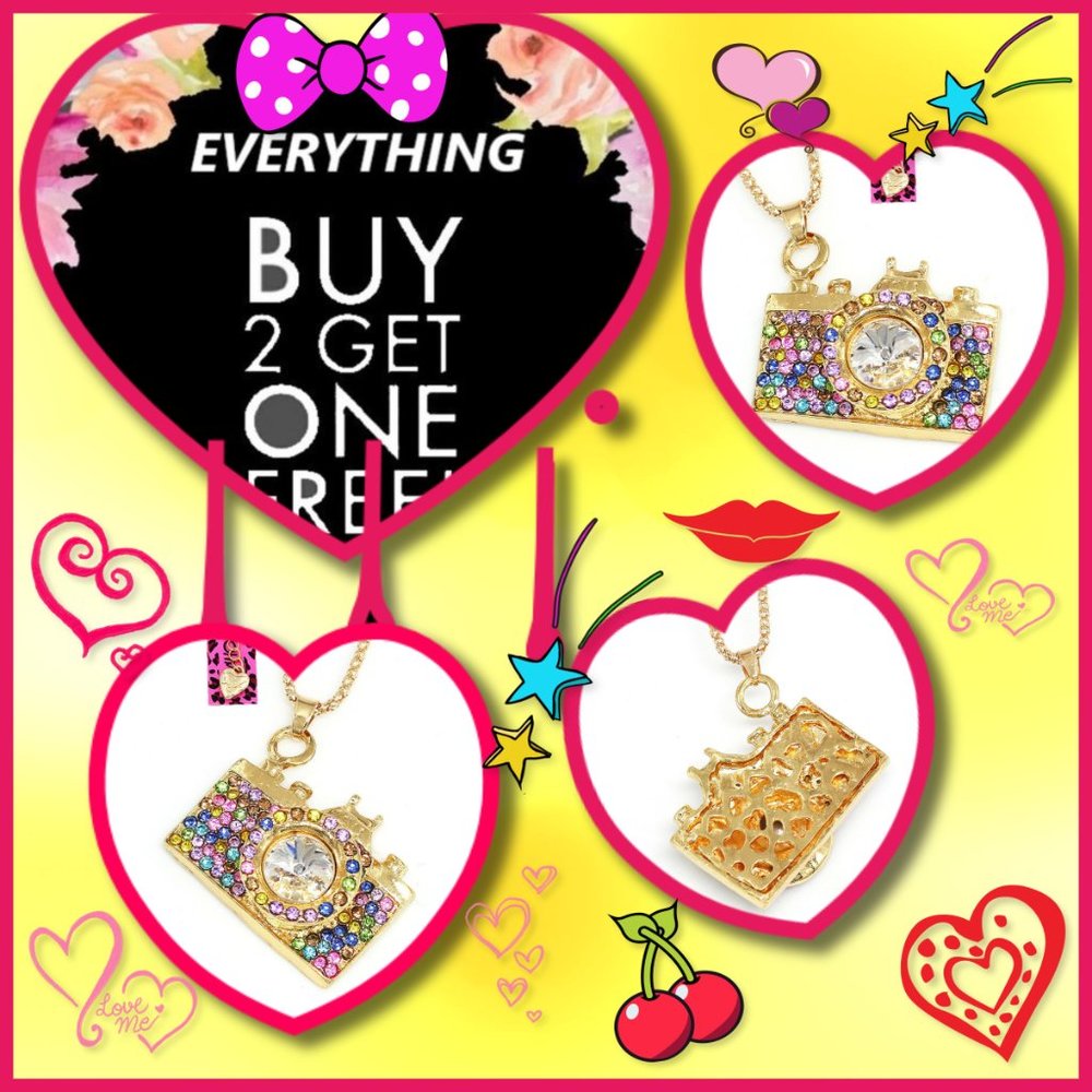 📷 Crystal Rhinestone Camera Chain Necklace📸
